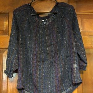 Navy Tribal Boho Top